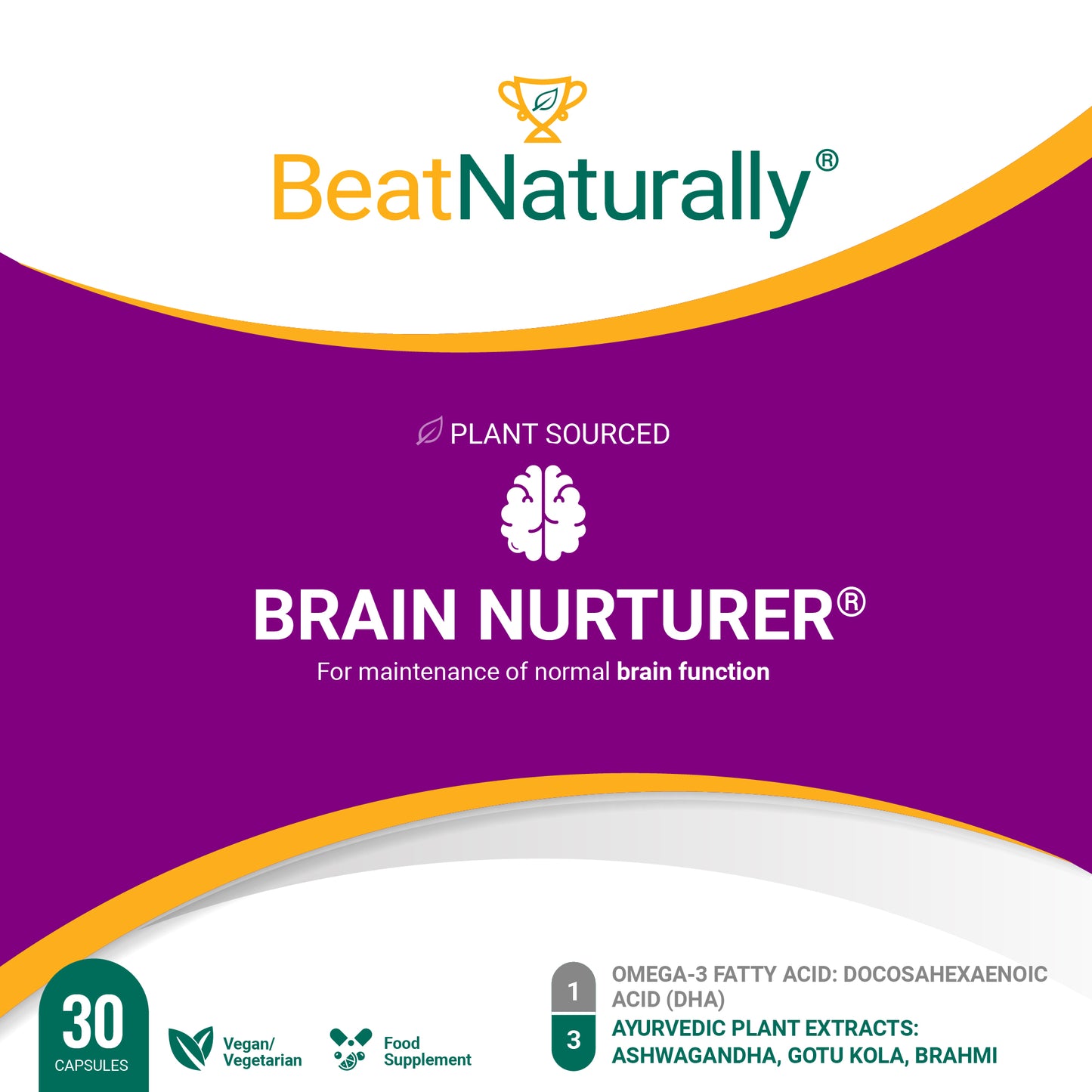 
                  
                    Brain Nurturer Supplement with DHA and Ayurvedic Herbs for Cognitive Health
                  
                