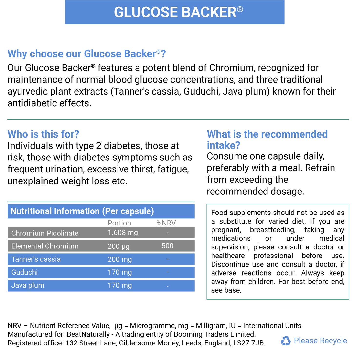 
                  
                    Glucose Backer Supplement with Chromium and Ayurvedic Herbs for Blood Sugar Support
                  
                