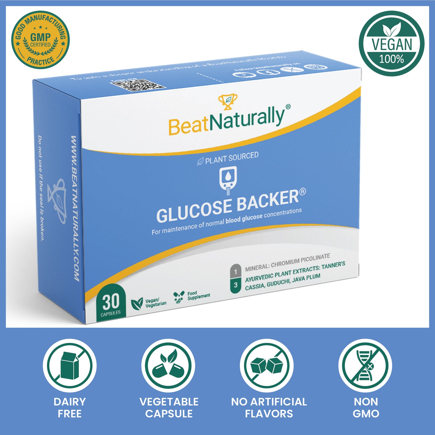 
                  
                    Glucose Backer Supplement with Chromium and Ayurvedic Herbs for Blood Sugar Support
                  
                