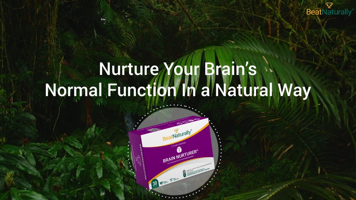 
                  
                    Load and play video in Gallery viewer, Brain Nurturer Supplement with DHA, Omega-3, Ashwagandha, Gotu Kola, and Brahmi
                  
                